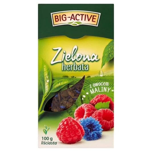 BIG-ACTIVE Herbata zielona lisciasta z owocem maliny. 73,90 zl/kg